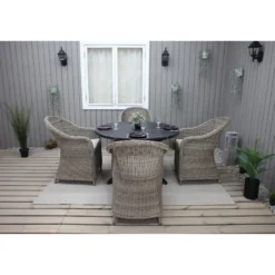 Ruokailuryhmä Baltic Garden, Ø112cm Scottsdale-pöytä + 4 Daisy-tuolia