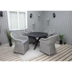 Ruokailuryhmä Baltic Garden, Ø112cm Scottsdale-pöytä + 4 Daisy-tuolia