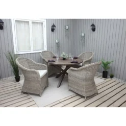 Ruokailuryhmä Baltic Garden, Ø112cm Scottsdale-pöytä + 4 Daisy-tuolia