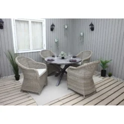 Ruokailuryhmä Baltic Garden, Ø112cm Scottsdale-pöytä + 4 Daisy-tuolia