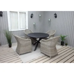 Ruokailuryhmä Baltic Garden, Ø112cm Scottsdale-pöytä + 4 Daisy-tuolia