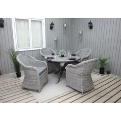 Ruokailuryhmä Baltic Garden, Ø112cm Scottsdale-pöytä + 4 Daisy-tuolia