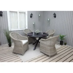 Ruokailuryhmä Baltic Garden, Ø112cm Scottsdale-pöytä + 4 Daisy-tuolia