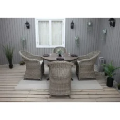 Ruokailuryhmä Baltic Garden, Ø112cm Scottsdale-pöytä + 4 Daisy-tuolia