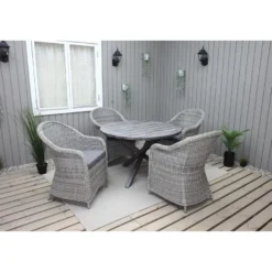 Ruokailuryhmä Baltic Garden, Ø112cm Scottsdale-pöytä + 4 Daisy-tuolia