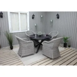 Ruokailuryhmä Baltic Garden, Ø112cm Scottsdale-pöytä + 4 Daisy-tuolia