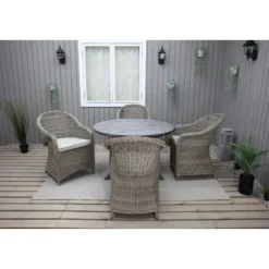 Ruokailuryhmä Baltic Garden, Ø112cm Scottsdale-pöytä + 4 Daisy-tuolia