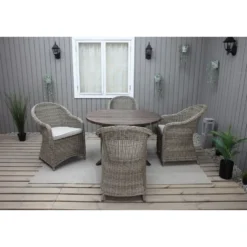 Ruokailuryhmä Baltic Garden, Ø112cm Scottsdale-pöytä + 4 Daisy-tuolia