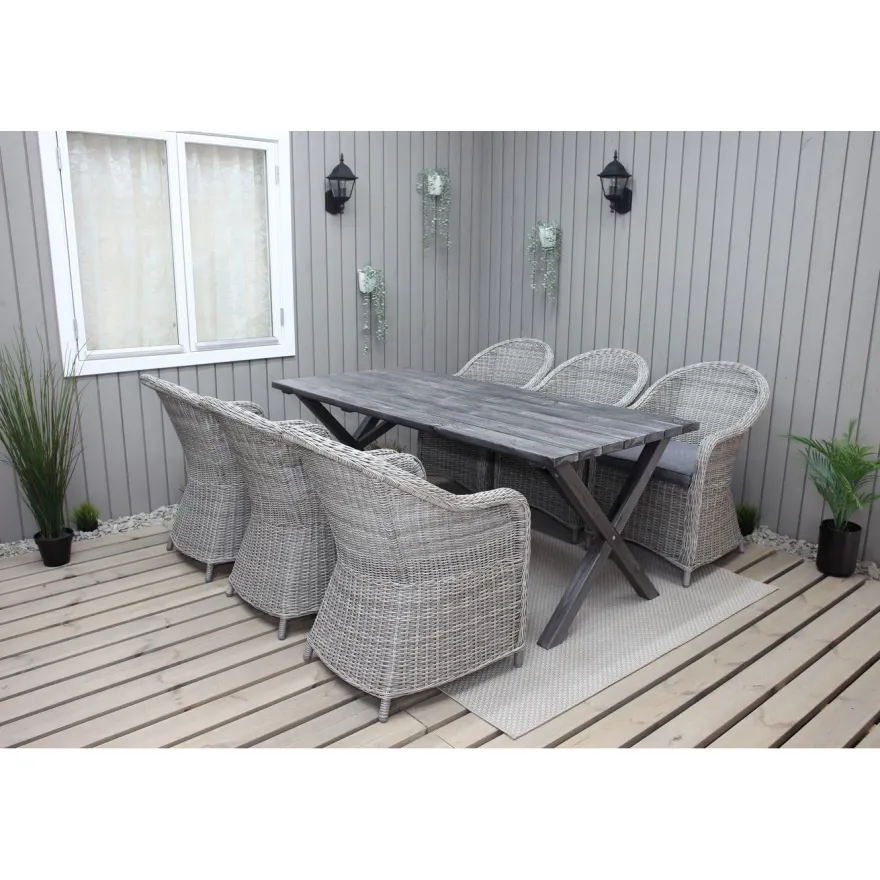 Ruokailuryhmä Baltic Garden, 190x86cm Scottsdale-pöytä + 6 Daisy-tuolia