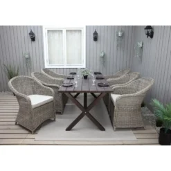 Ruokailuryhmä Baltic Garden, 190x86cm Scottsdale-pöytä + 6 Daisy-tuolia