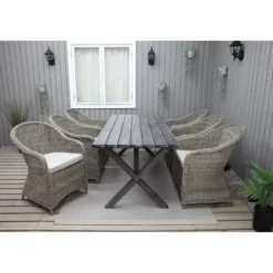 Ruokailuryhmä Baltic Garden, 190x86cm Scottsdale-pöytä + 6 Daisy-tuolia