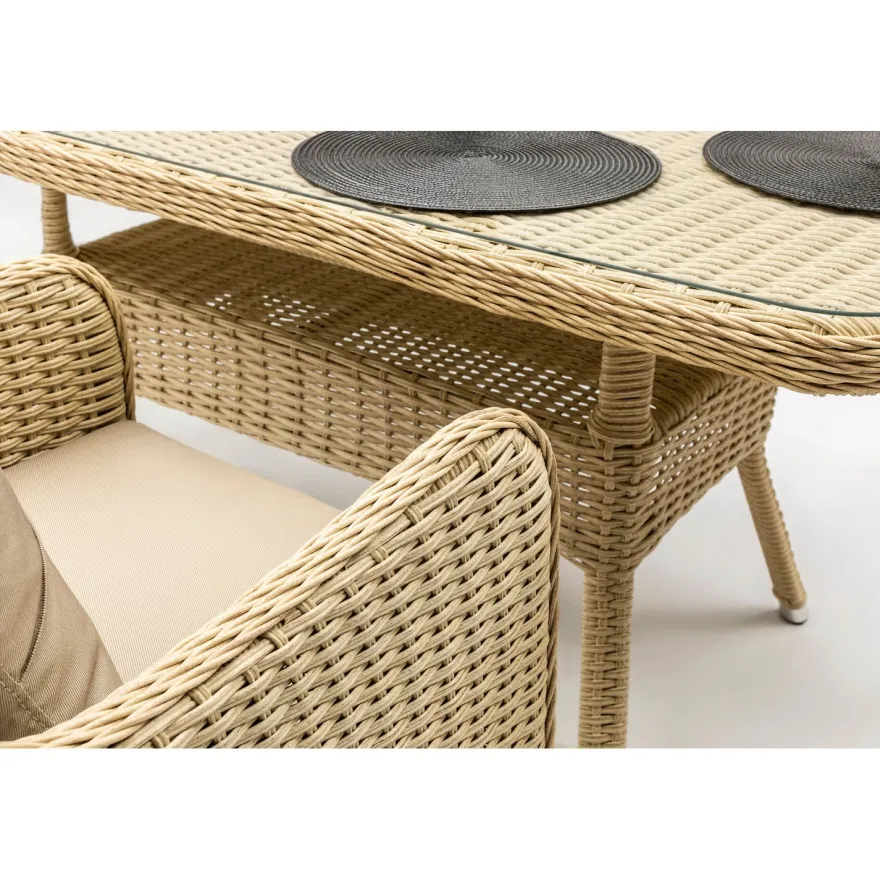 Ruokailuryhmä Linento Garden Cosmo, pöytä + 8 tuolia, beige