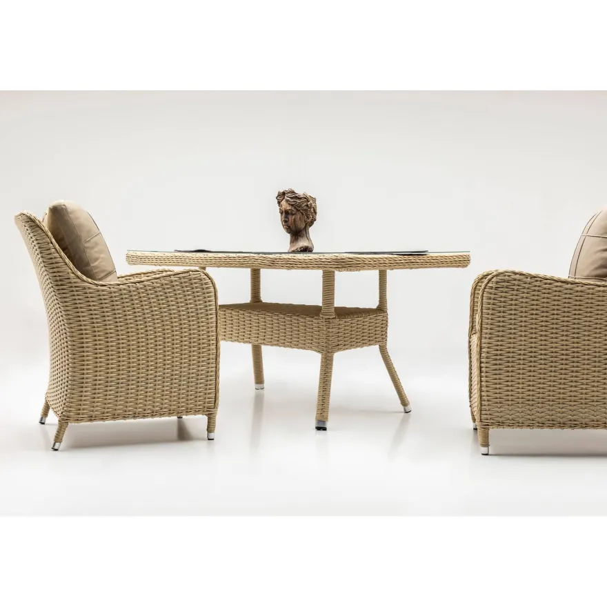 Ruokailuryhmä Linento Garden Cosmo, pöytä + 8 tuolia, beige