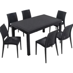 Ruokailuryhmä Linento Garden Rattan 6:n istuttava antrasiitti