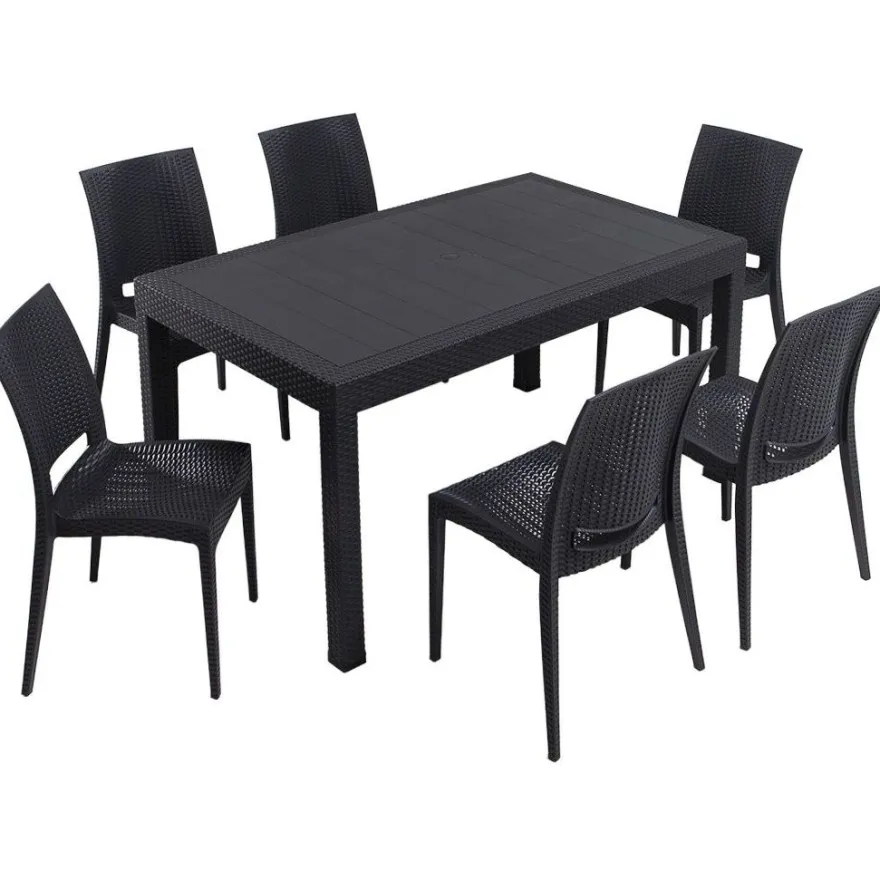 Ruokailuryhmä Linento Garden Rattan 6:n istuttava antrasiitti
