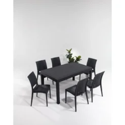 Ruokailuryhmä Linento Garden Rattan 6:n istuttava antrasiitti