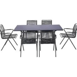 Ruokailuryhmä Rosasco, 160cm pöytä + 6 tuolia, musta