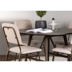Ruokailuryhmä Venture Home, ⌀100cm ruskea Kaseidon-pöytä + 4 beigeä Seda-tuolia