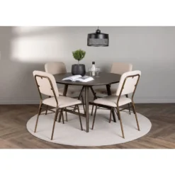 Ruokailuryhmä Venture Home, ⌀100cm ruskea Kaseidon-pöytä + 4 beigeä Seda-tuolia