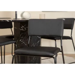 Ruokailuryhmä Venture Home, ⌀110cm musta Marbs-pöytä + 4 mustaa Kenth-tuolia, keinonahka