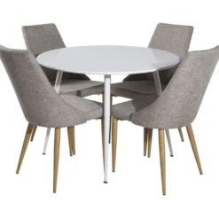 Ruokailuryhmä Venture Home, ⌀100cm Plaza-pöytä + 4 Leone 2.0 -tuolia