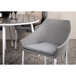 Ruokailuryhmä Venture Home, ø120cm harmaa/valkoinen Break-pöytä + 4 harmaa/valkoista Spoga-tuolia