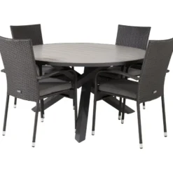 Ruokailuryhmä Venture Home, ø140cm Parma-pöytä + 4 Anna-tuolia