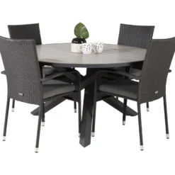 Ruokailuryhmä Venture Home, ø140cm Parma-pöytä + 4 Anna-tuolia