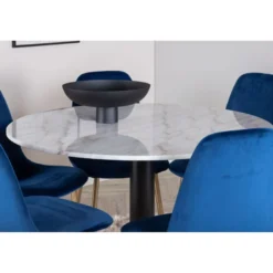 Ruokailuryhmä Venture Home, ⌀106cm Estelle-pöytä + 6 Polar-tuolia