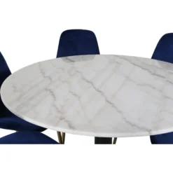 Ruokailuryhmä Venture Home, ⌀106cm Estelle-pöytä + 6 Polar-tuolia