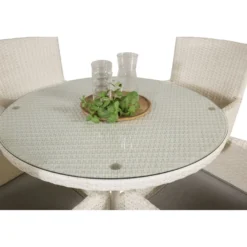 Ruokailuryhmä Venture Home, ø90cm valkoinen Volta-pöytä + 4 valkoista Malin-tuolia