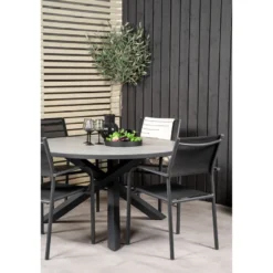 Ruokailuryhmä Venture Home, ø140cm Parma-pöytä + 4 Santorini-tuolia