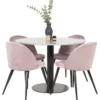 Ruokailuryhmä Venture Home, ø106cm Razzia-pöytä + 4 vaaleanpunaista Velvet-tuolia, sametti
