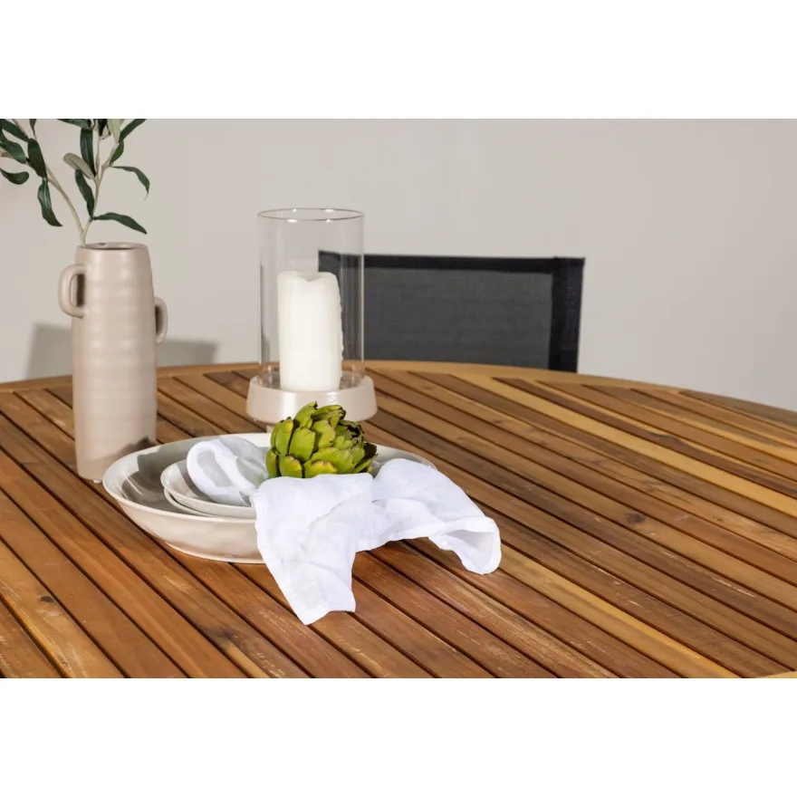 Ruokailuryhmä Venture Home, ø150cm Tucumán-pöytä + 6 Alina-tuolia