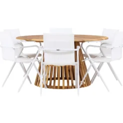 Ruokailuryhmä Venture Home, ø150cm Tucumán-pöytä + 6 Alina-tuolia