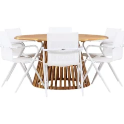 Ruokailuryhmä Venture Home, ø150cm Tucumán-pöytä + 6 Alina-tuolia
