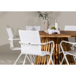 Ruokailuryhmä Venture Home, ø150cm Tucumán-pöytä + 6 Alina-tuolia