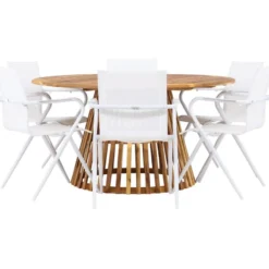 Ruokailuryhmä Venture Home, ø150cm Tucumán-pöytä + 6 Alina-tuolia