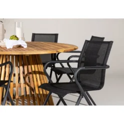 Ruokailuryhmä Venture Home, ø150cm Tucumán-pöytä + 6 Alina-tuolia