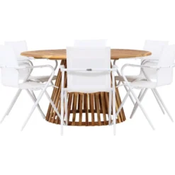 Ruokailuryhmä Venture Home, ø150cm Tucumán-pöytä + 6 Alina-tuolia