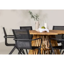 Ruokailuryhmä Venture Home, ø150cm Tucumán-pöytä + 6 Alina-tuolia