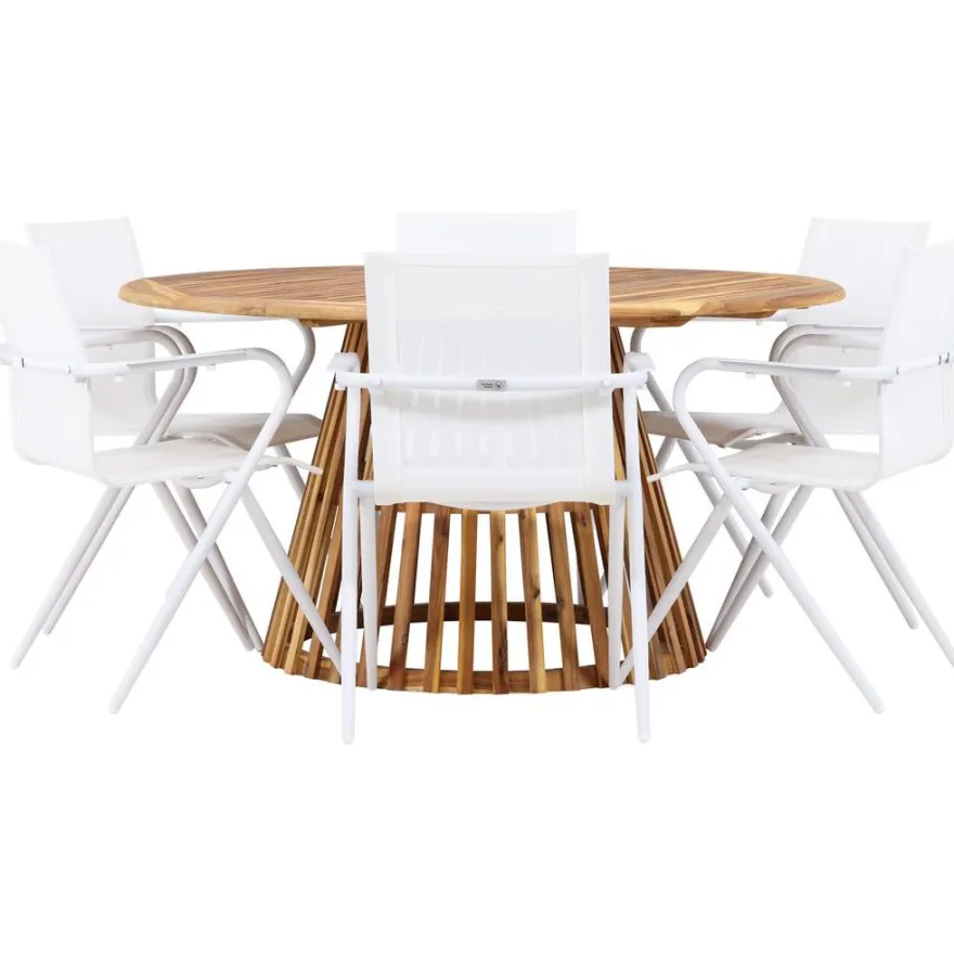 Ruokailuryhmä Venture Home, ø150cm Tucumán-pöytä + 6 Alina-tuolia