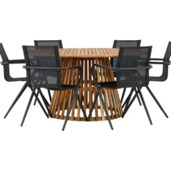 Ruokailuryhmä Venture Home, ø150cm Tucumán-pöytä + 6 Alina-tuolia