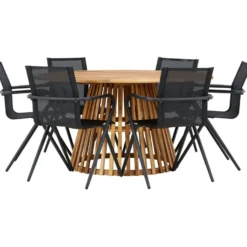 Ruokailuryhmä Venture Home, ø150cm Tucumán-pöytä + 6 Alina-tuolia