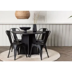 Ruokailuryhmä Venture Home, ⌀110cm musta Bootcut-pöytä + 4 Tempe-tuolia