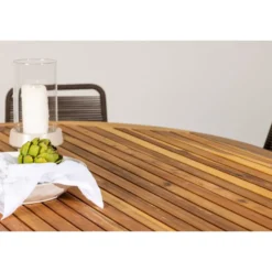 Ruokailuryhmä Venture Home, ø150cm Tucumán-pöytä + 6 pinottavaa Lindos-tuolia