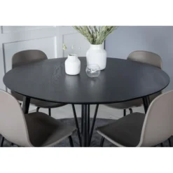 Ruokailuryhmä Venture Home, ⌀115cm musta Dipp-pöytä + 4 Arctic-tuolia