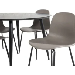 Ruokailuryhmä Venture Home, ⌀115cm musta Dipp-pöytä + 4 Arctic-tuolia