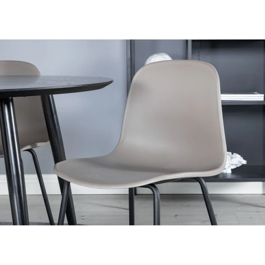 Ruokailuryhmä Venture Home, ⌀115cm musta Dipp-pöytä + 4 Arctic-tuolia