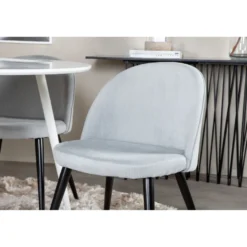 Ruokailuryhmä Venture Home, ø100cm valkoinen Plaza-pöytä + 4 vaaleanharmaata Velvet-tuolia, vakosametti
